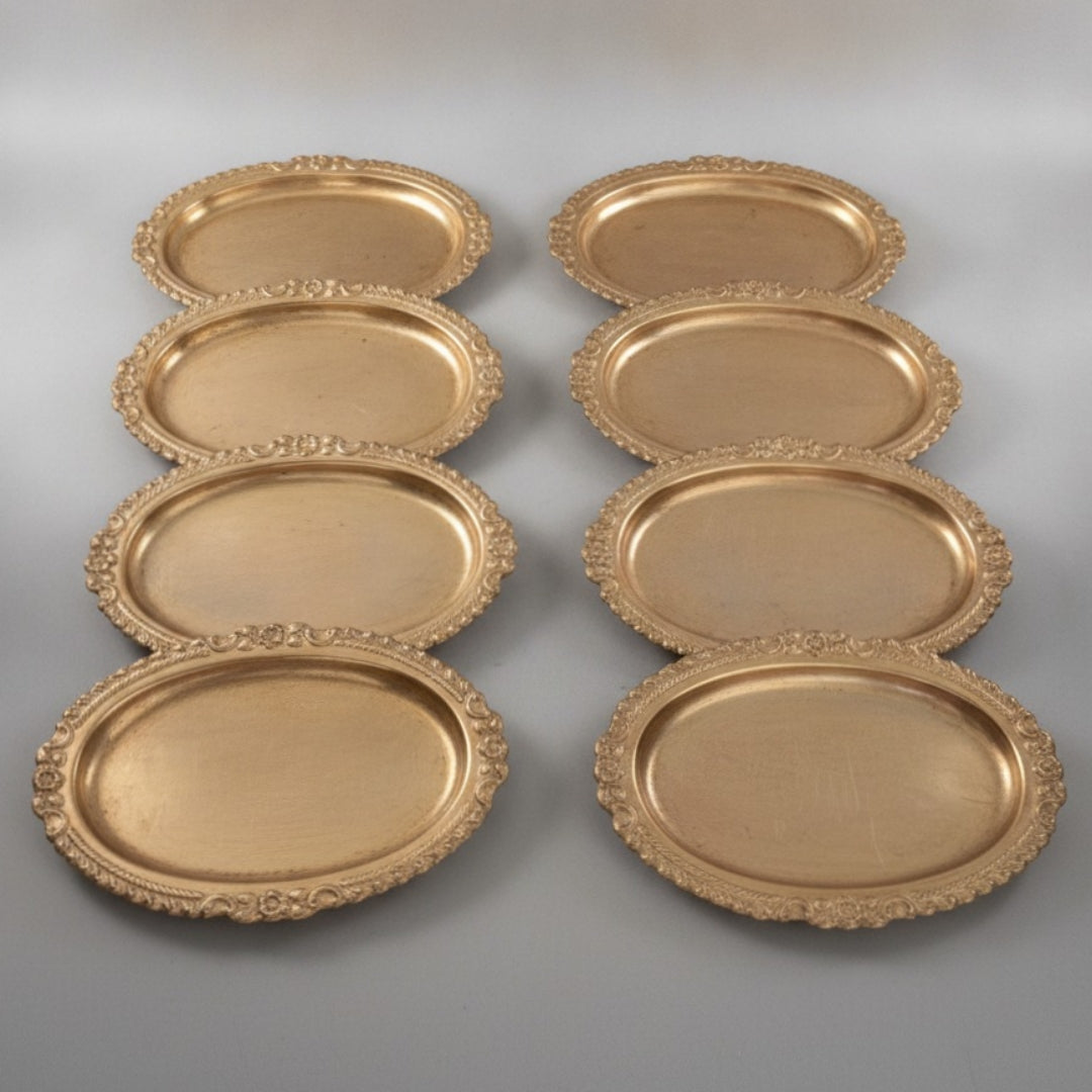 Antique Peetal Small Tray Set | Pure Brass Serving Trays Set of 8 | Made in 1990