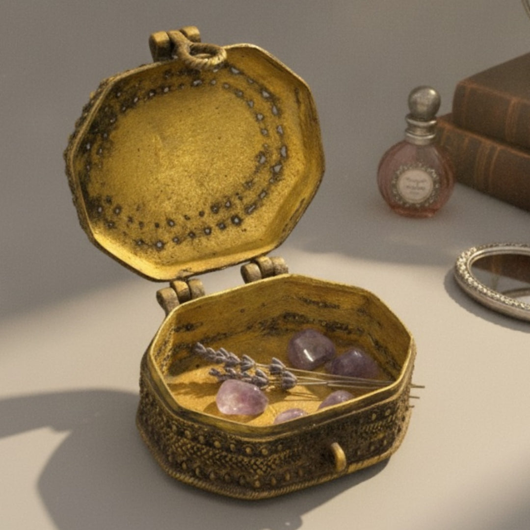 Antique Peetal Engraved Lock Box | Pure Brass Decorative Storage Box | Made in 1960