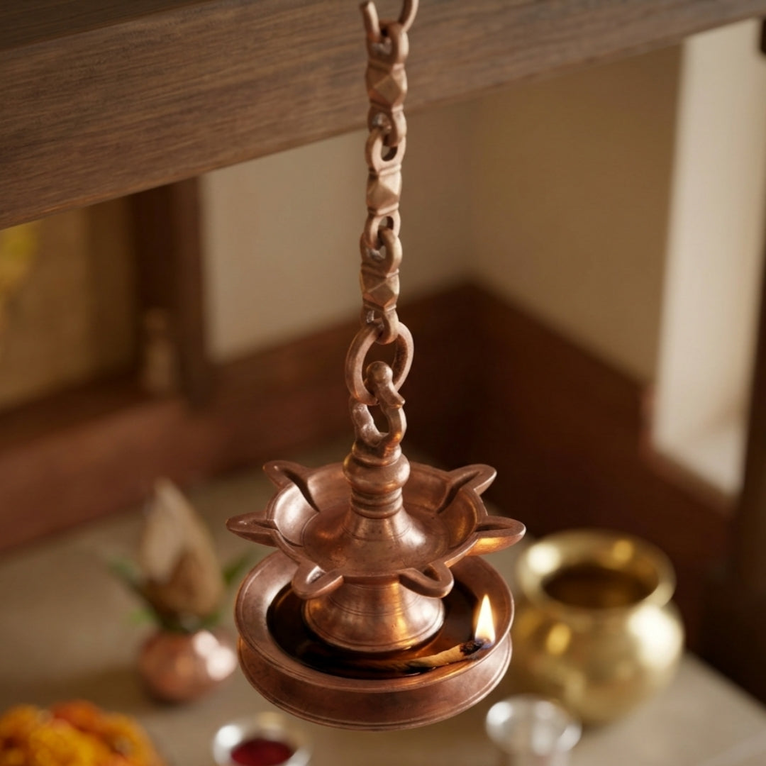 Antique Tamba Hanging Samay | Pure Copper Decorative Hanging Lamp | Made in 1966