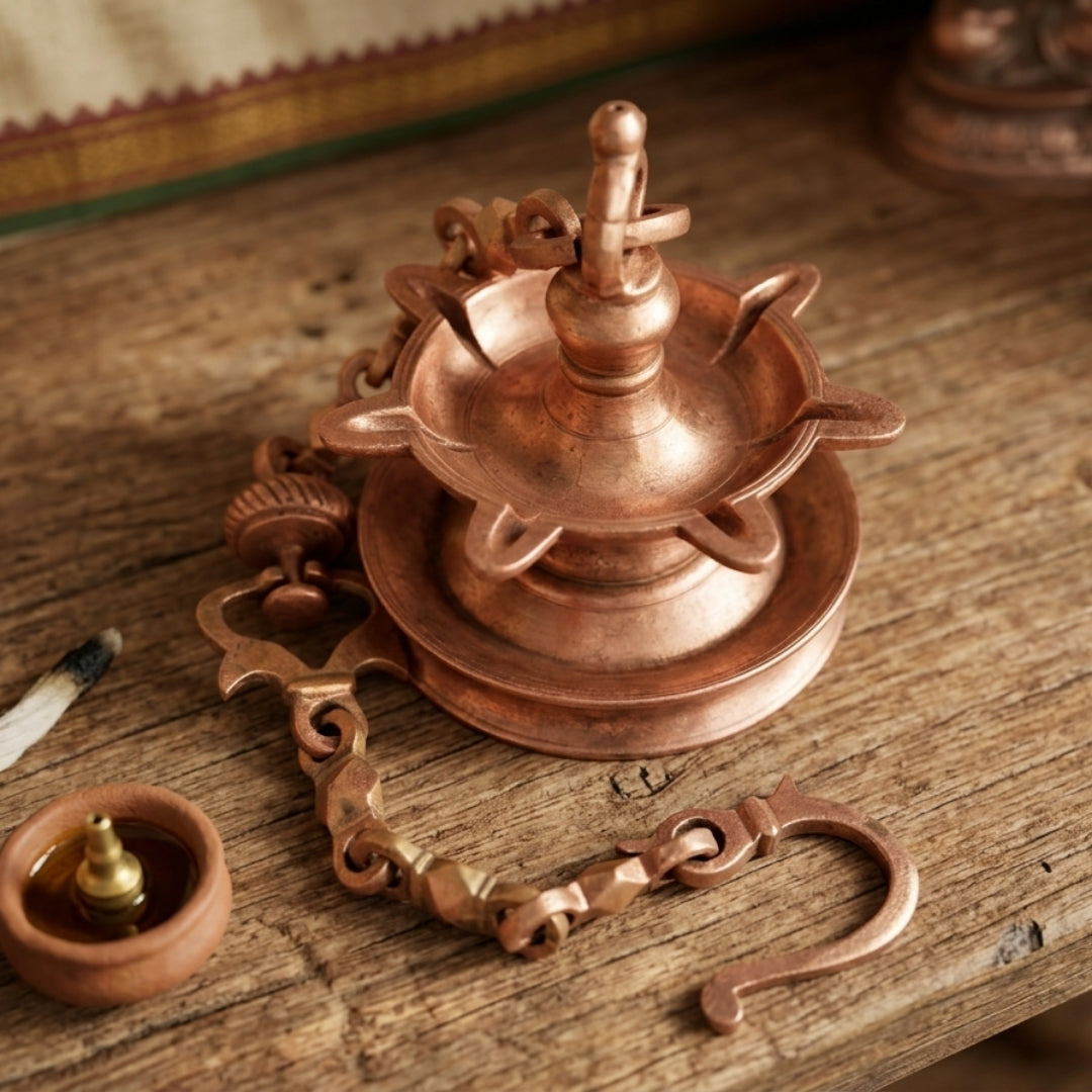 Antique Tamba Hanging Samay | Pure Copper Decorative Hanging Lamp | Made in 1966
