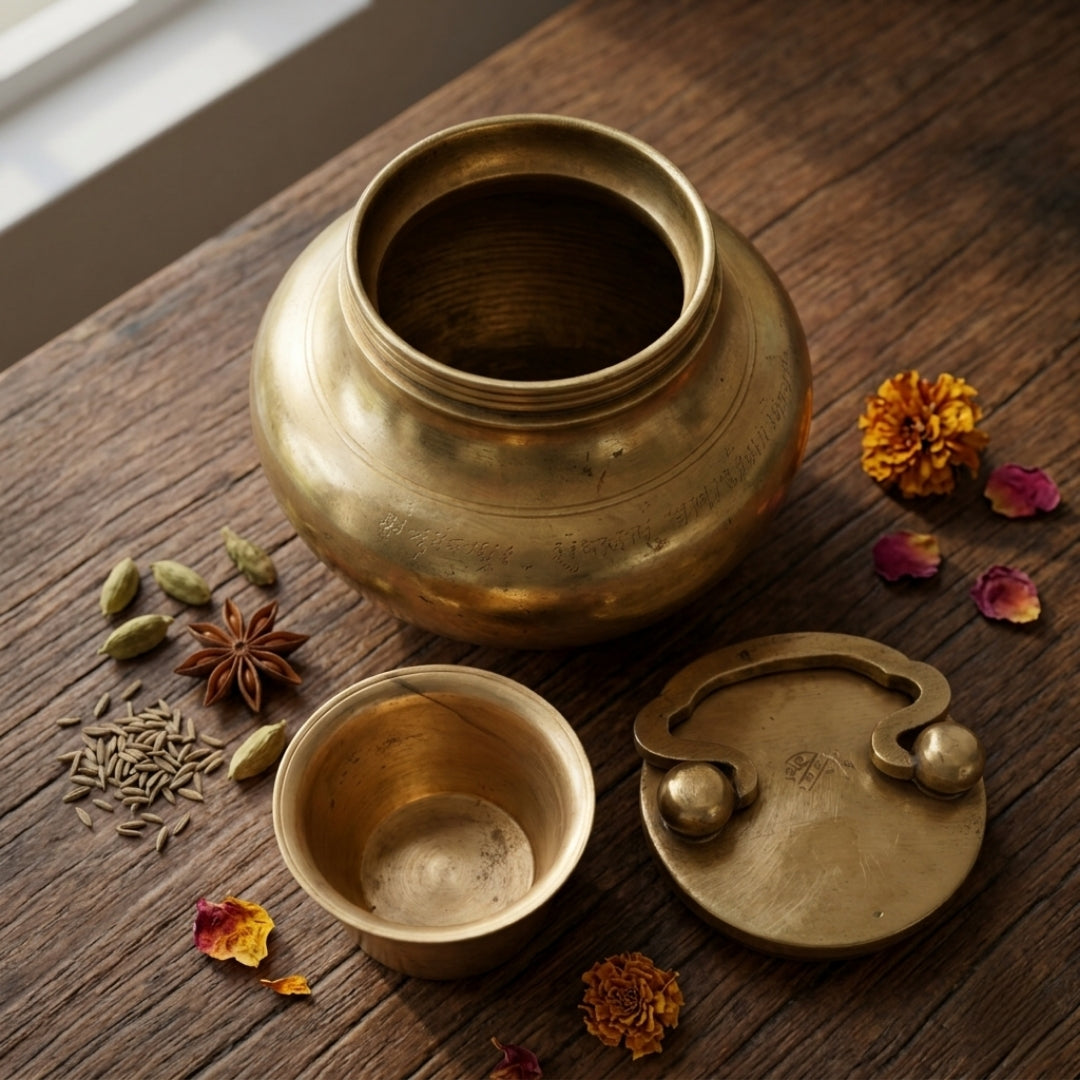 Antique Peetal Kalash | Pure Brass Decorative Vessel | Made in 1965