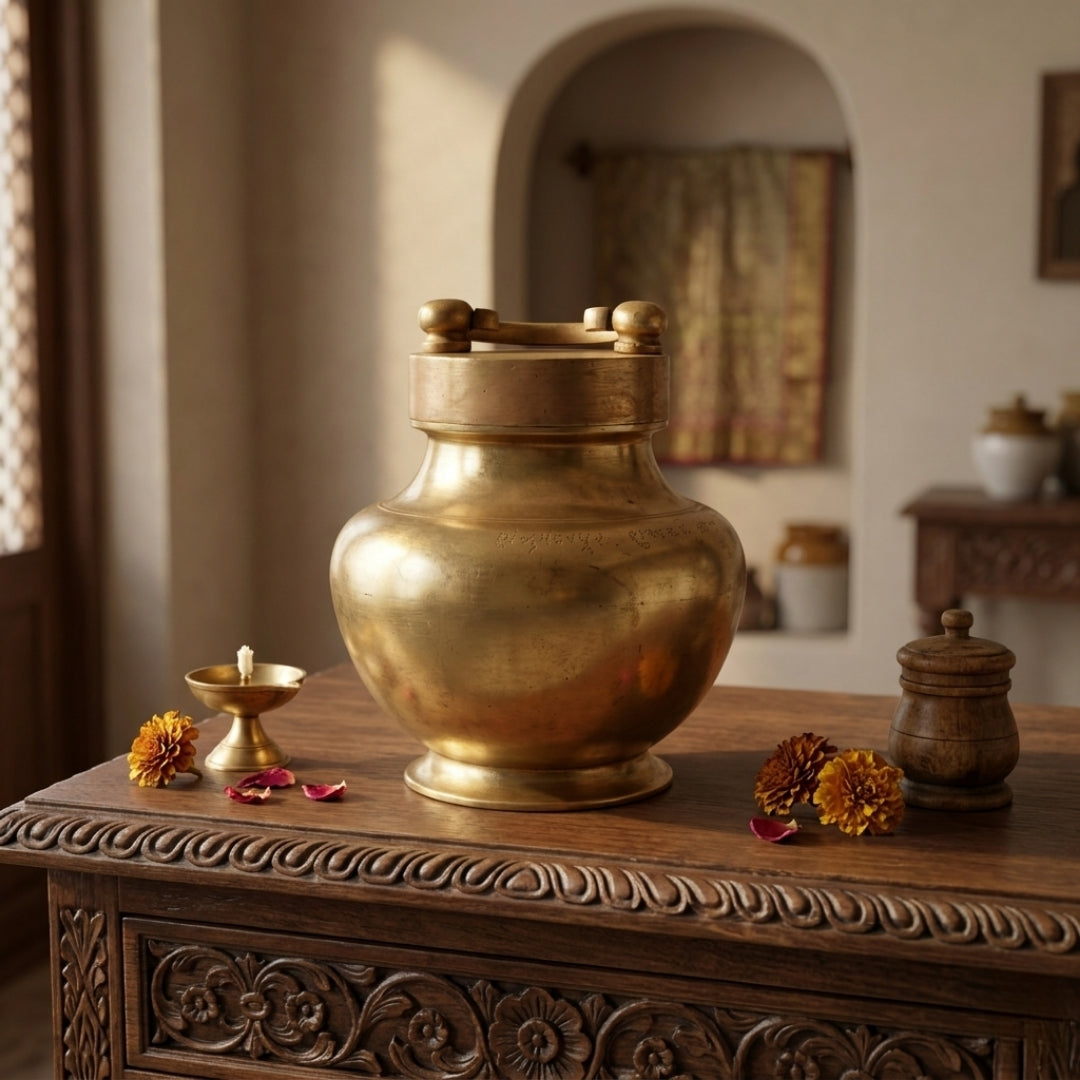 Antique Peetal Kalash | Pure Brass Decorative Vessel | Made in 1965
