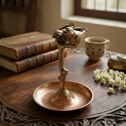 Antique Peetal Bird Décor Piece | Pure Brass Decorative Figurine | Made in 1980 - Bombay Antiques