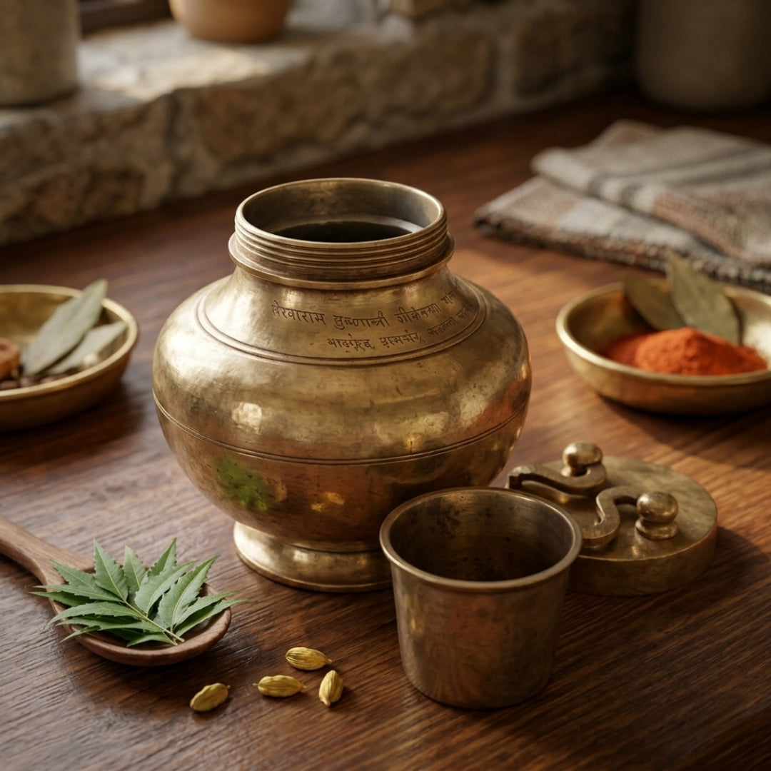 Antique Peetal Kalash | Pure Brass Decorative Vessel | Made in 1947
