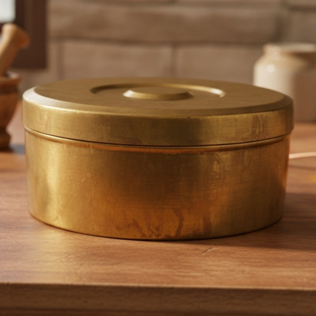 Antique Peetal Masala Box | Pure Brass Spice Container | Made in 1988