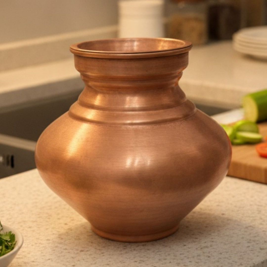Antique Tamba Kalash with Lid | Pure Copper Covered Vessel | Made in 1974