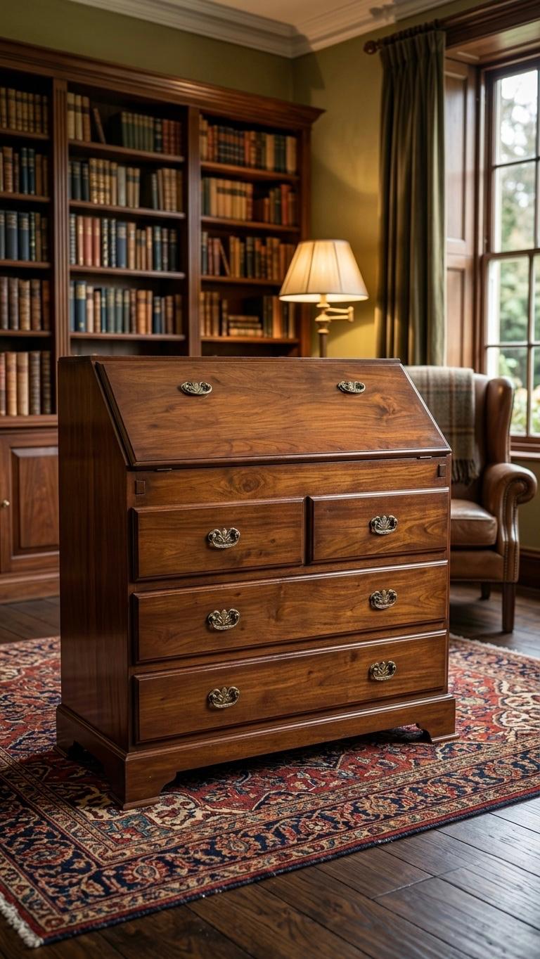 Sagwan Teak Wood Georgian Chest of Drawers | Solid Teak 4 Drawer Brass Handle Storage Chest | Inspired by 1780s Georgian Colonial Design
