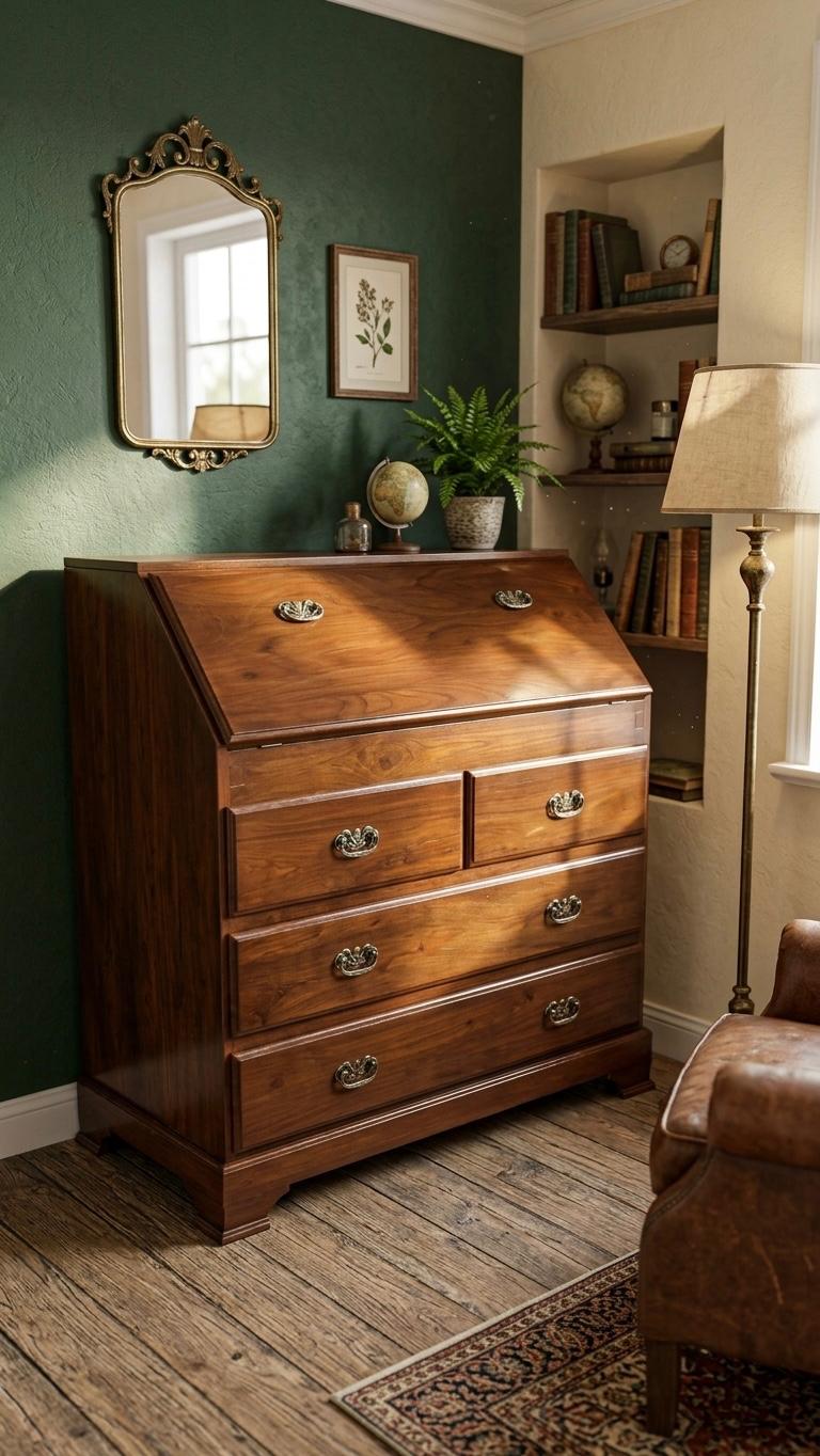 Sagwan Teak Wood Georgian Chest of Drawers | Solid Teak 4 Drawer Brass Handle Storage Chest | Inspired by 1780s Georgian Colonial Design