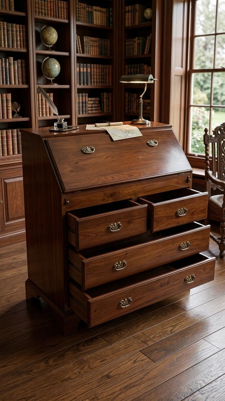 Sagwan Teak Wood Georgian Chest of Drawers | Solid Teak 4 Drawer Brass Handle Storage Chest | Inspired by 1780s Georgian Colonial Design
