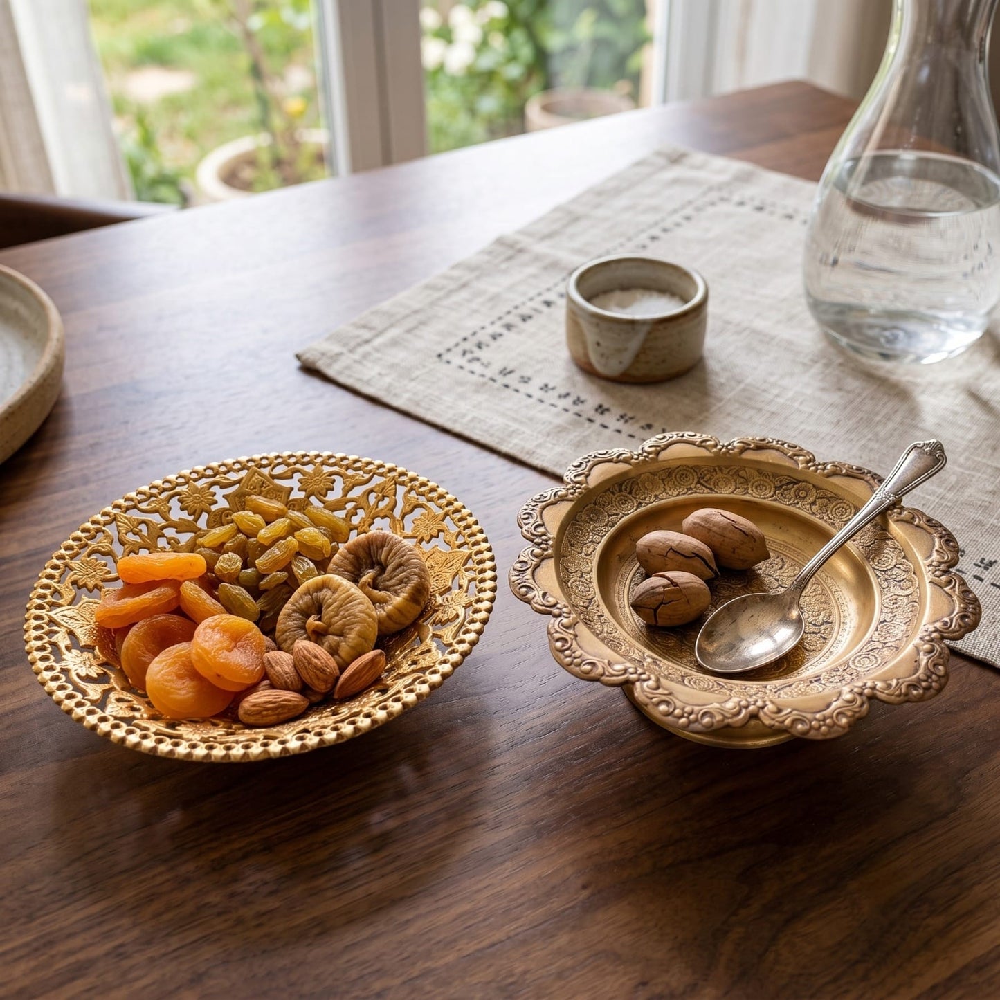 Antique Peetal Engraved Serving Bowl Pair | Pure Brass Serving Bowls | Made in 1973