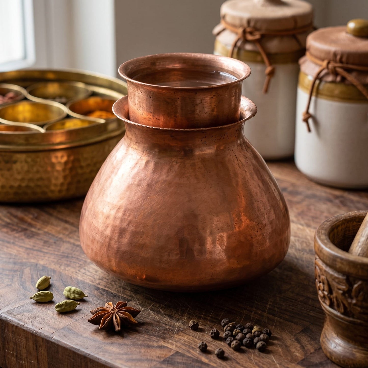 Antique Tamba Kalash with Pyala | Pure Copper Water Vessel Set | Made in 1969