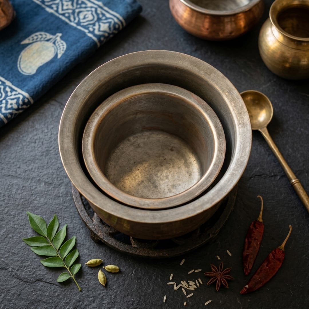 Antique Brass Cooking Pot Pair | Traditional Brass Cooking Vessel | Made in 1978