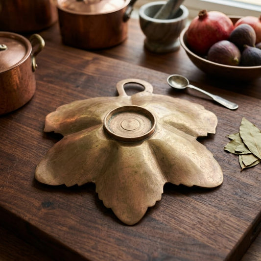 Antique Copper Leaf Serving Tray | Decorative Copper Serveware | Made in 1969
