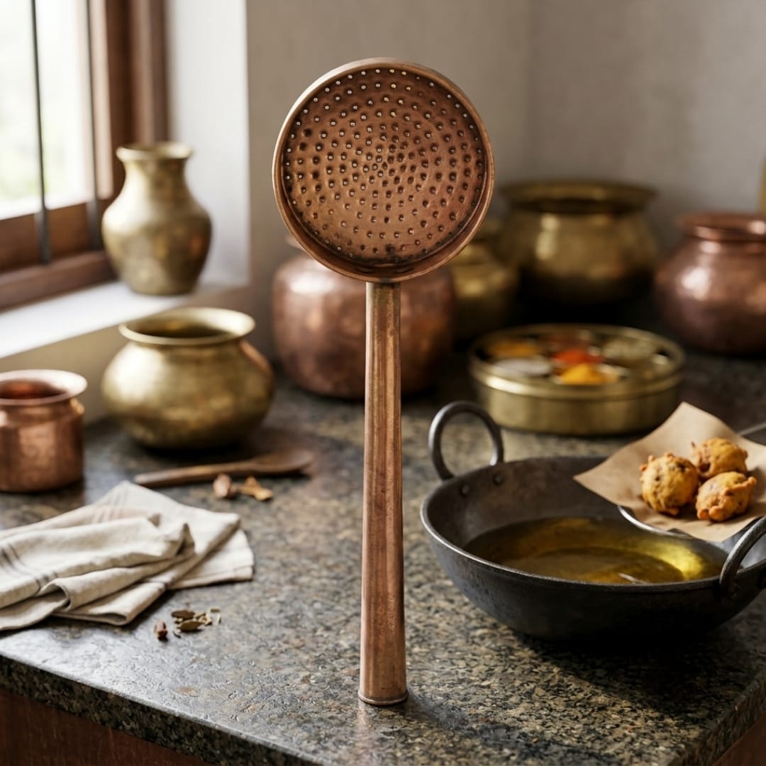 Antique Copper Skimmer Spoon | Traditional Cooking Utensil | Made in 1978
