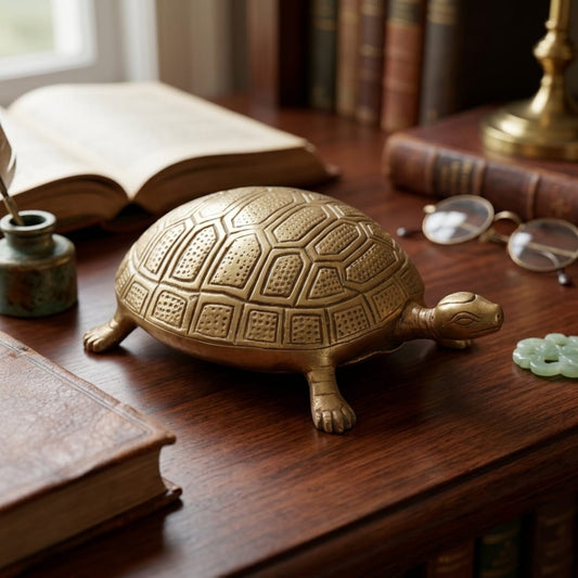 Antique Brass Turtle Figurine | Decorative Collectible | Made in 1978