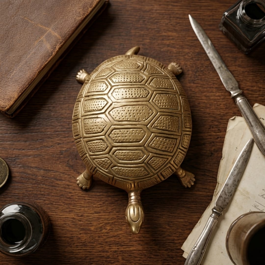 Antique Brass Turtle Figurine | Decorative Collectible | Made in 1978