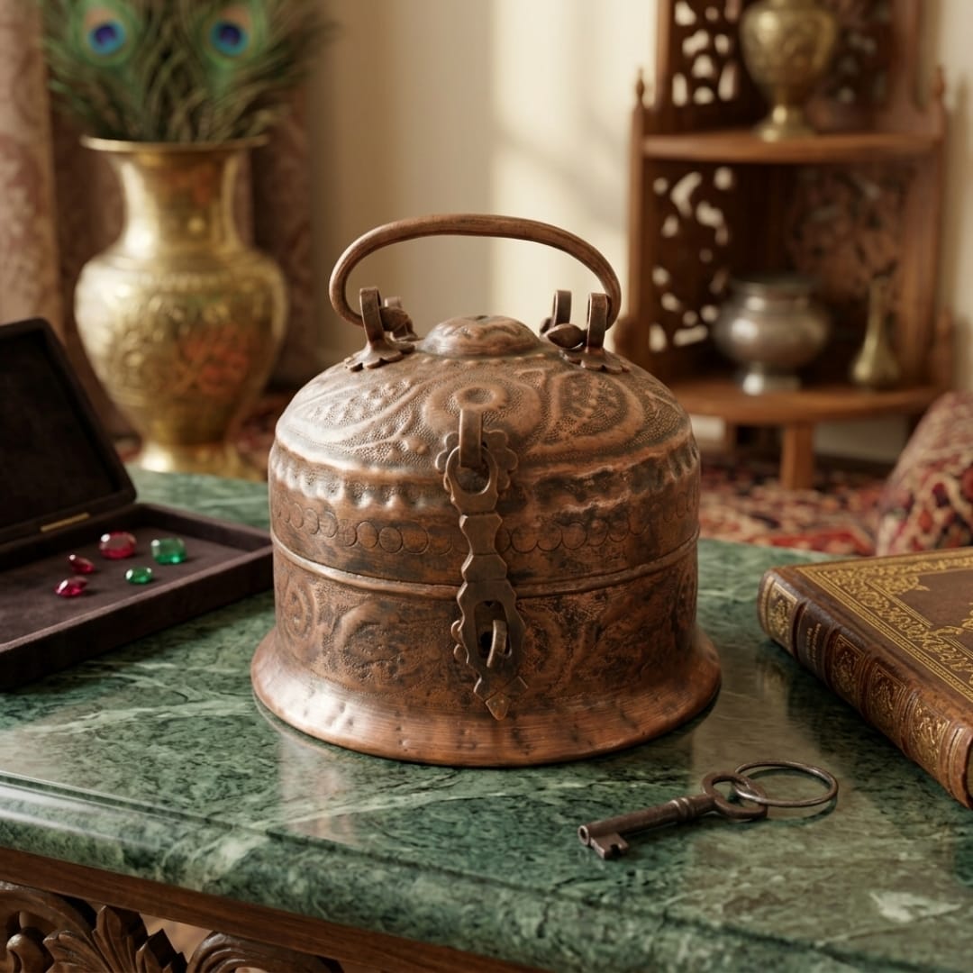 Antique Copper Paan Dabba Set | Traditional Betel Leaf Storage Box with Accessories | Made in 1980