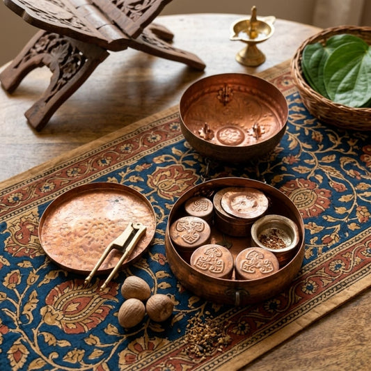 Antique Copper Paan Dabba Set | Traditional Betel Leaf Storage Box with Accessories | Made in 1980