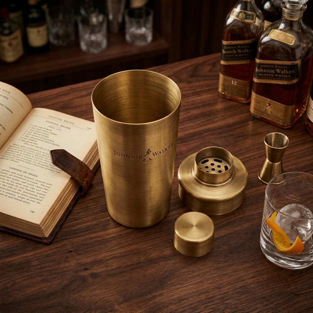Antique Brass Johnnie Walker Shaker | Traditional Brass Vessel | Made in 1970