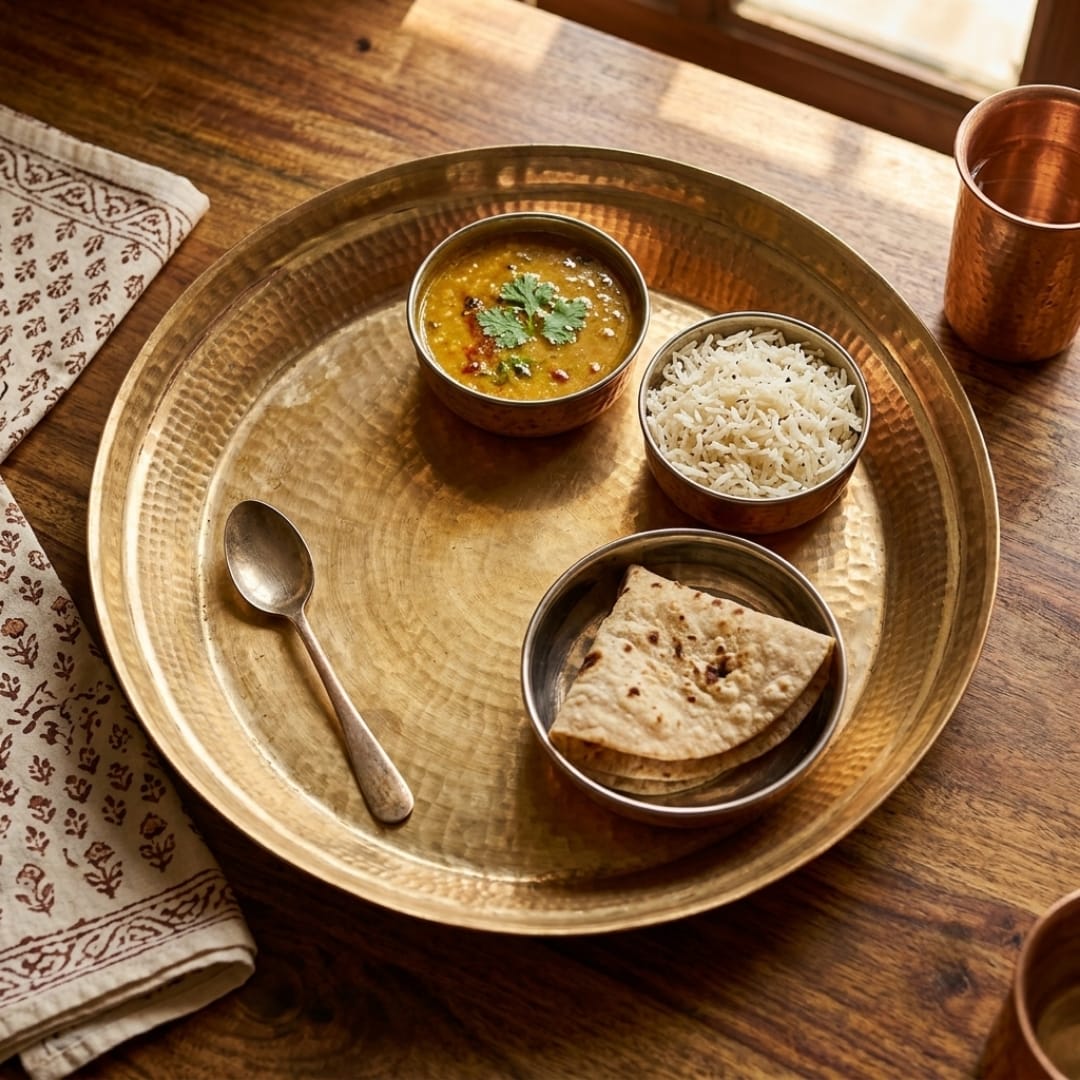 Antique Peetal Paraat | Traditional Brass Wide Serving Plate | Made in 1965