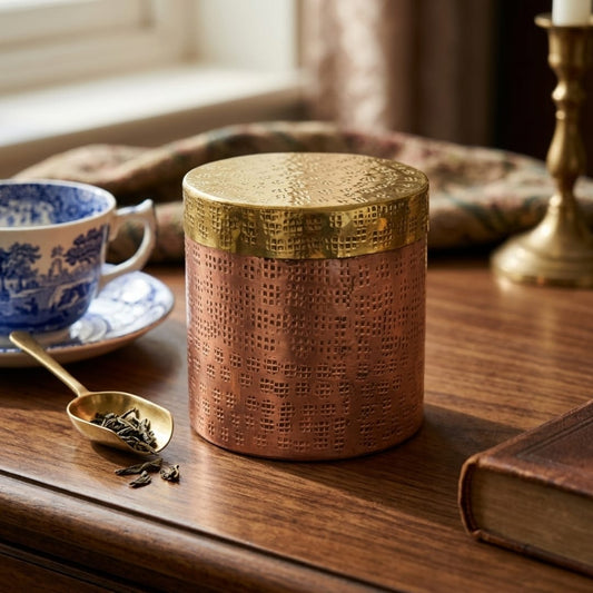 Antique Tamba Storage Canister with Brass Lid | Pure Copper Kitchen Storage Container | Premium | Made in 1983