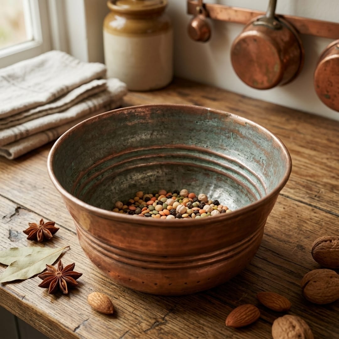 Antique Tamba Colander Bowl | Pure Copper Traditional Strainer Bowl | Premium | Made in 1964