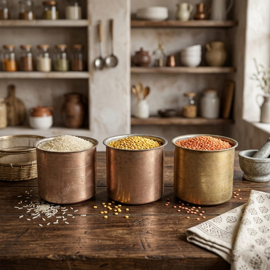 Antique Peetal Cooking Pot Set of 3 | Pure Brass Traditional Cooking Vessels | Made in 1965