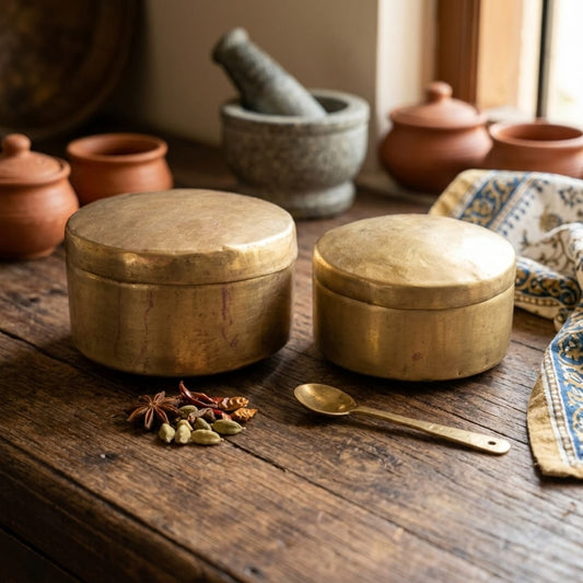 Antique Peetal Serving Bowl Set with Lids | Pure Brass Traditional Serving Bowls | Made in 1969