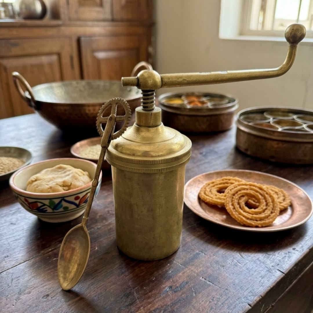 Antique Peetal Chakali Maker | Pure Brass Traditional Snack Press | Made in 1978