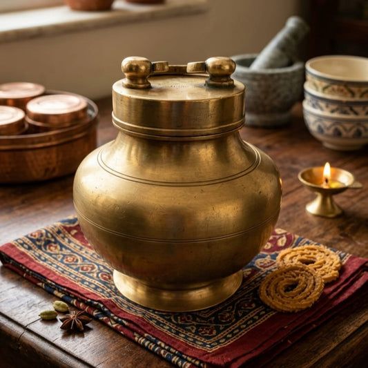 Antique Peetal Storage Jar | Pure Brass Storage Container | Made in 1980