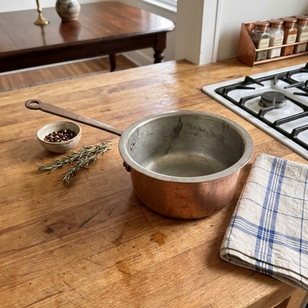 Antique Tamba Saucepan | Pure Copper Cooking Pan | Made in 1986