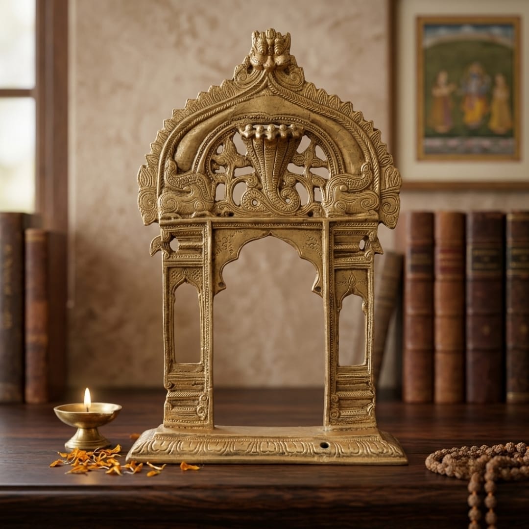 Antique Peetal Decorative Arch Frame | Pure Brass Ornamental Display Frame | Made in 1970