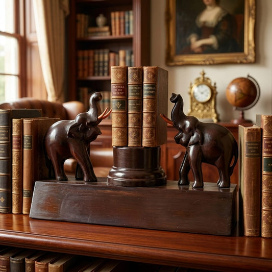 Antique Teakwood Elephant Decor Piece | Solid Teak Wooden Handcrafted Sculpture | Made in 1980