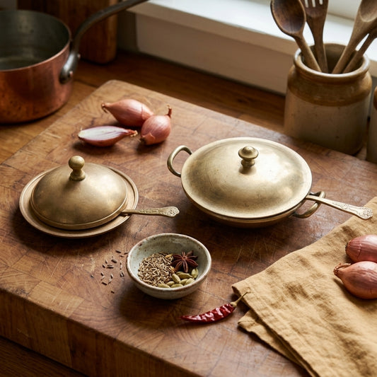 Antique Peetal Covered Serving Dish Set | Pure Brass Serving Bowls with Lid | Made in 1976