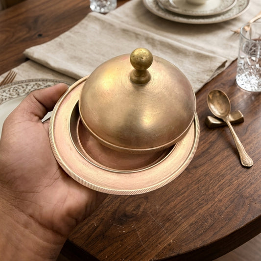 Antique Peetal Covered Serving Dish Set | Pure Brass Serving Bowls with Lid | Made in 1976