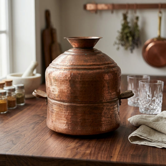 Antique Tamba Steamer Pot | Pure Copper Traditional Multi-Tier Vessel | Made in 1974