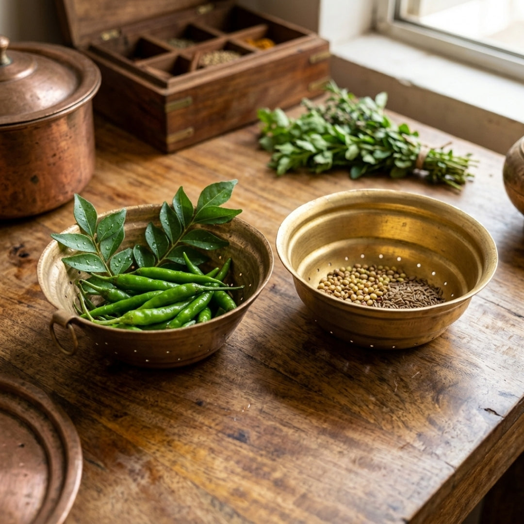 Antique Peetal Strainer Bowls Set of 2 | Pure Brass Traditional Colander Bowls | Made in 1980