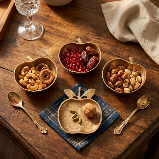Antique Peetal Apple Bowls Set | Pure Brass Decorative Serving Bowls | Made in 1978