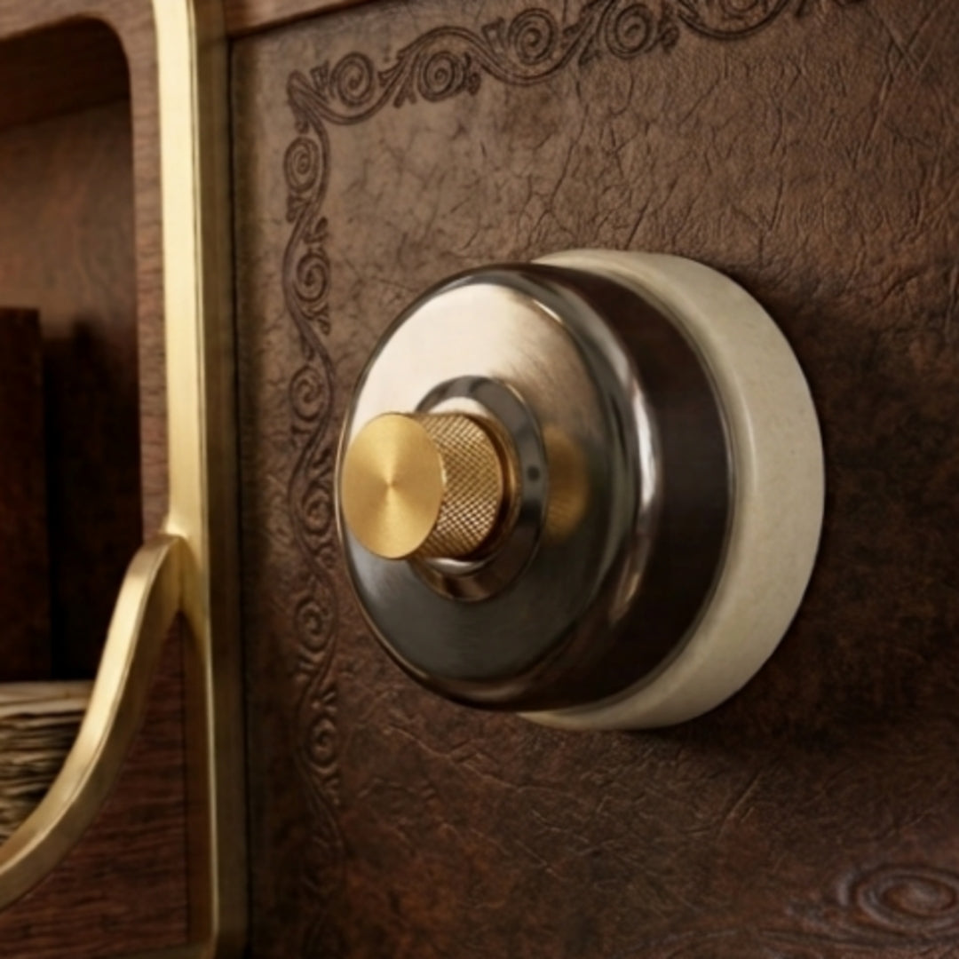 Vintage Brass & Ceramic Dimmer Rotary Knob Regulator | Round Wall Dimmer Light Switch