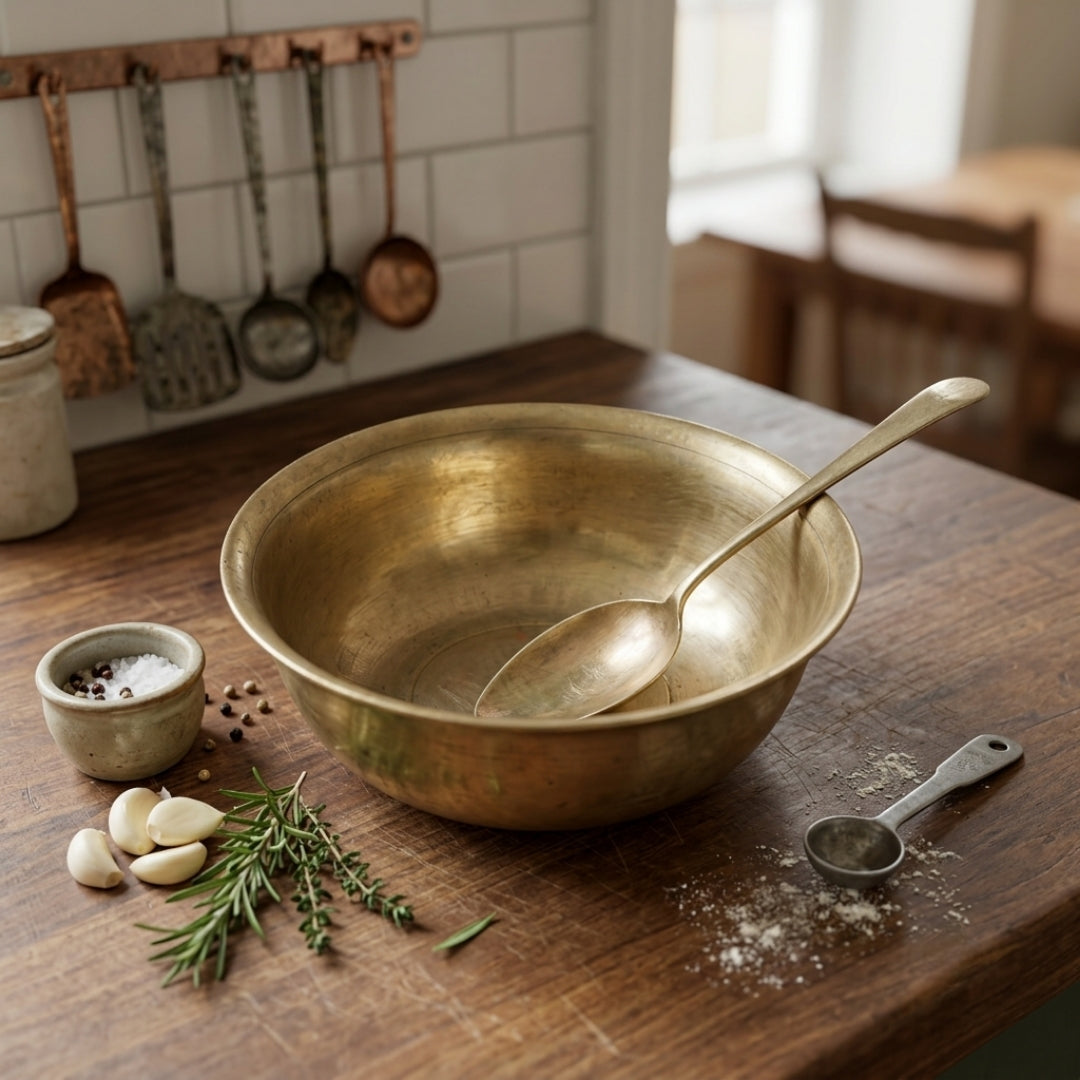 Antique Bronze Serving Bowl with Spoon Set | Traditional Kansa / Bronze Katori Bowl | Made in 1981