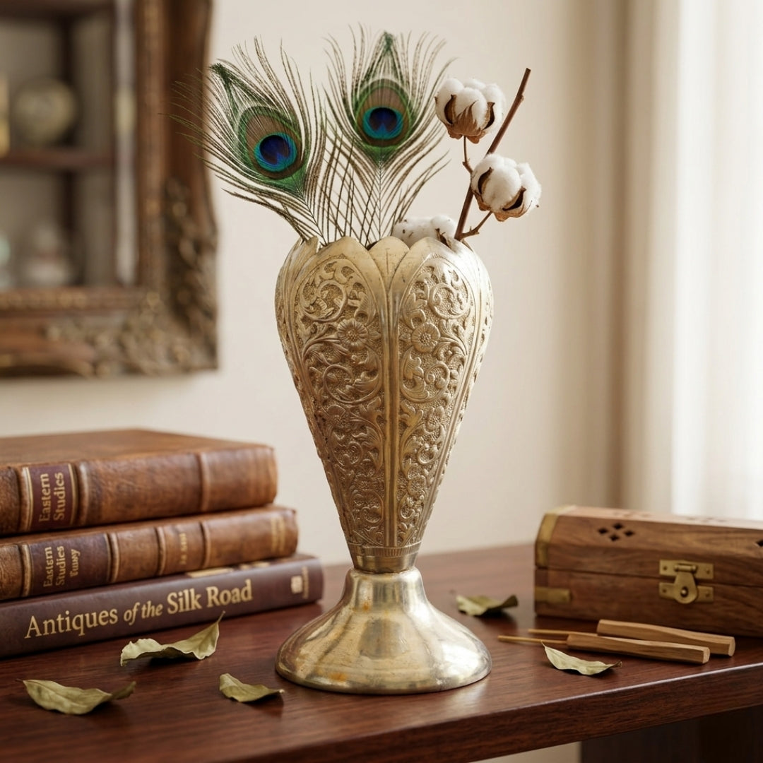 Antique German Silver Hand Engraved Flower Vase | Premium Decorative Tableware | Made in 1972
