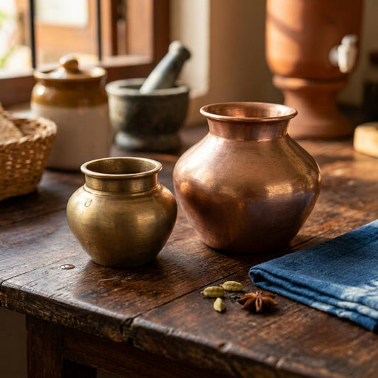 Antique Brass Kalash Pair | Traditional Ritual & Storage Pots | Made in 1969