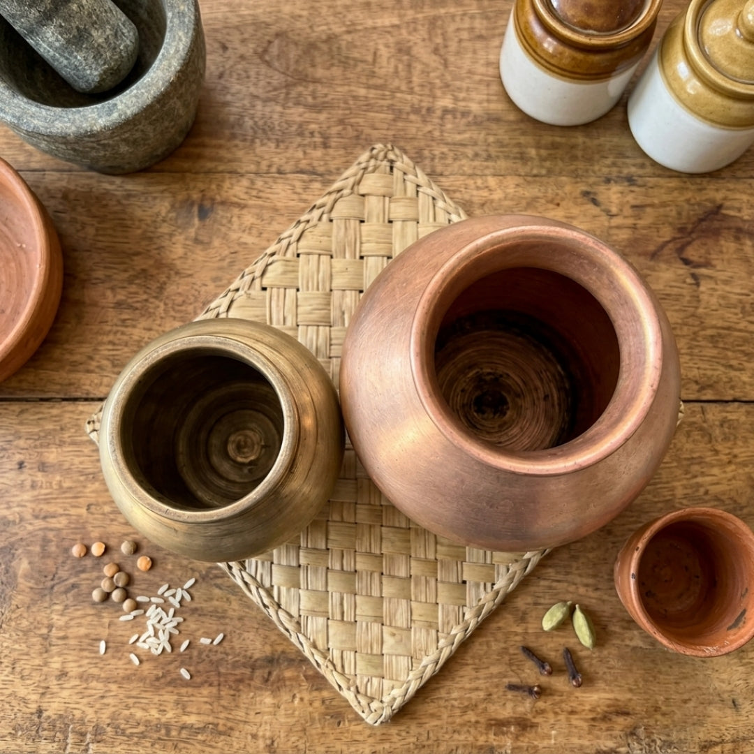 Antique Brass Kalash Pair | Traditional Ritual & Storage Pots | Made in 1969