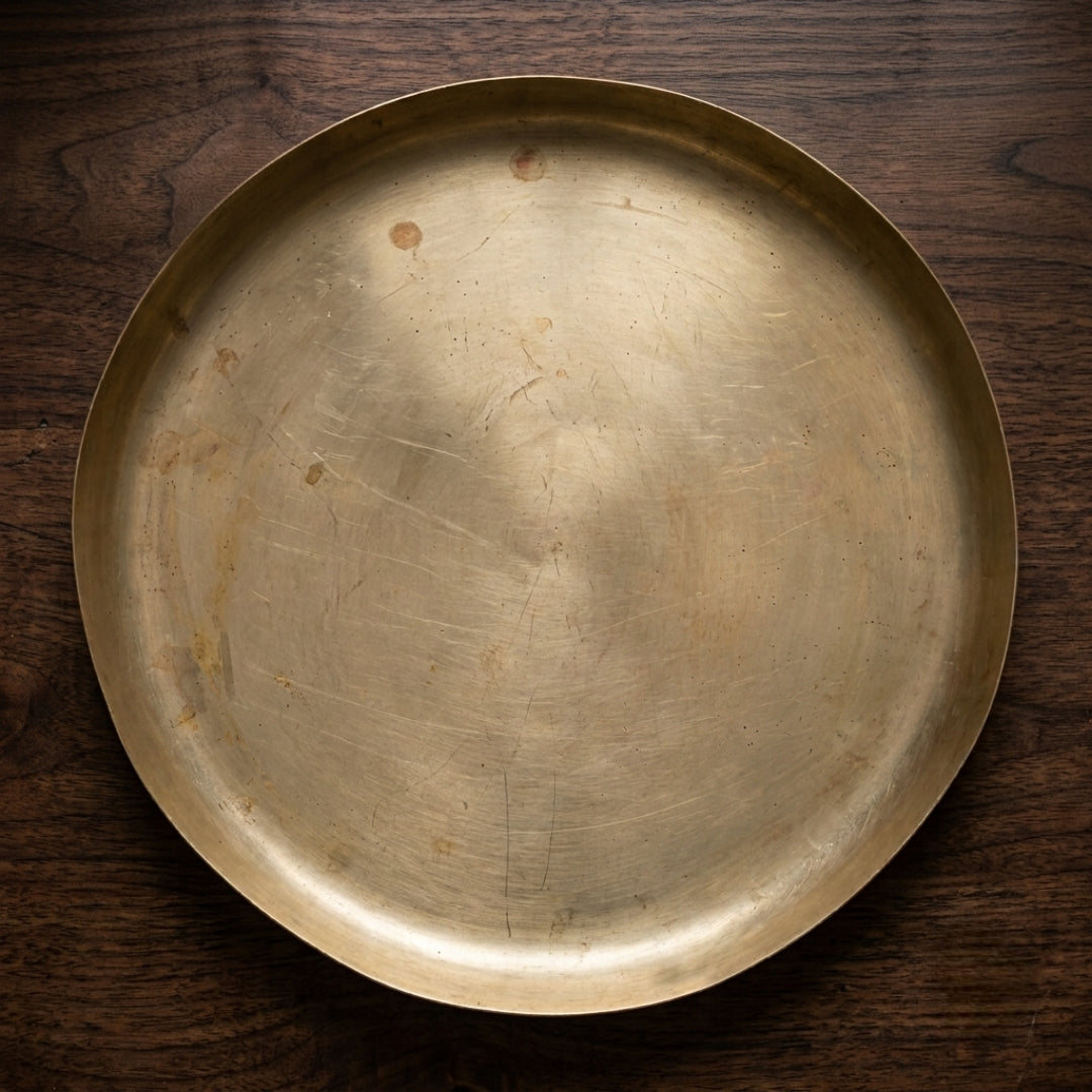 Antique German Silver Brass Thal Platter | Stamped Made in Germany Serving Tray | Made in 1969