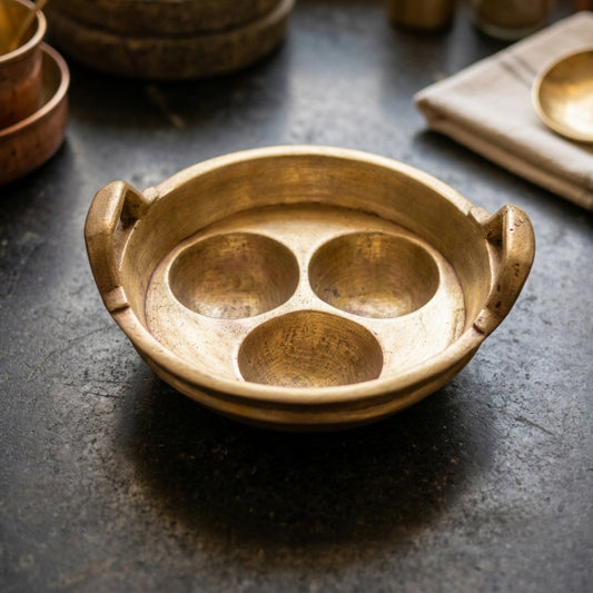 Antique Brass Unniyappam Maker Pan | Traditional Hand-Cast Appe Chatti | Made in 1977