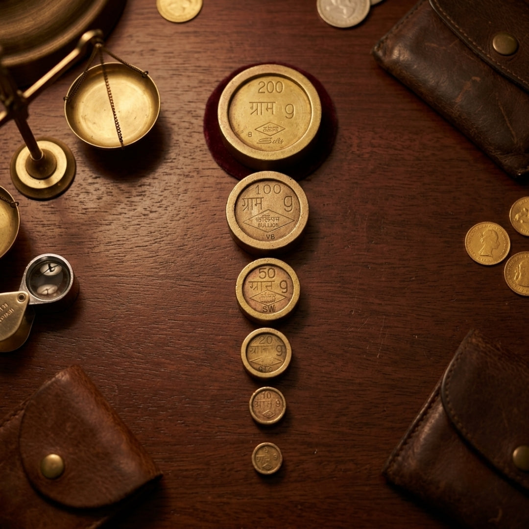 Antique Brass Gram Weight Set | Traditional Merchant Metric Weights | Made in 1974