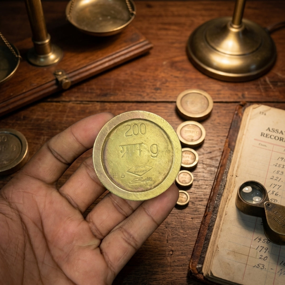 Antique Brass Gram Weight Set | Traditional Merchant Metric Weights | Made in 1974