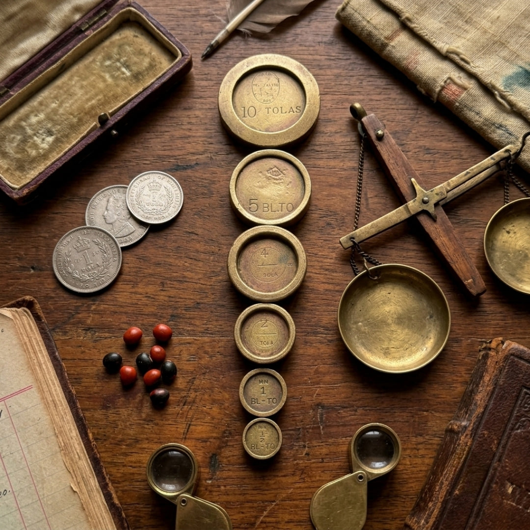 Antique Brass Tola Weight Set | Traditional Goldsmith Measurement Weights | Made in 1971