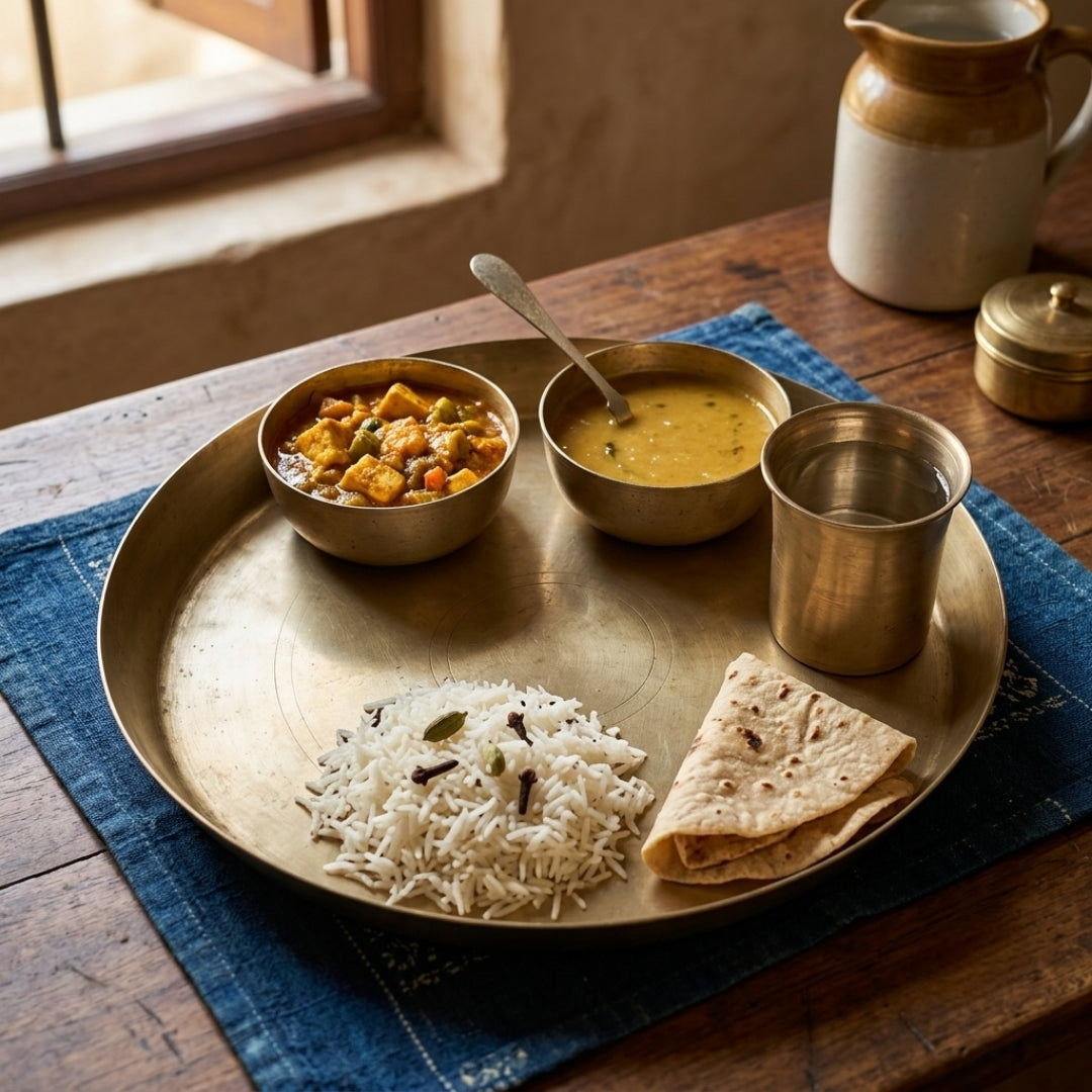 Antique Brass Dinner Set | Traditional Handcrafted Thali Set | Made in 1981