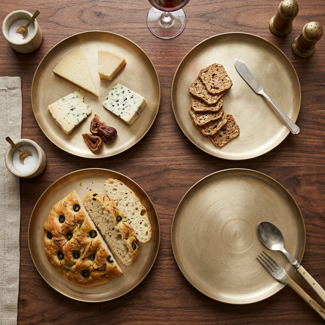 Antique Bronze Dining Plates Set of 4 | Traditional Dinnerware Set | Made in 1979